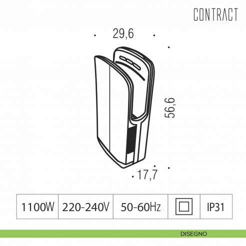 Asciugamani elettrico eco-jet ad inserimento verticale delle mani Colombo Design Contract-Comunità B9981 disegno