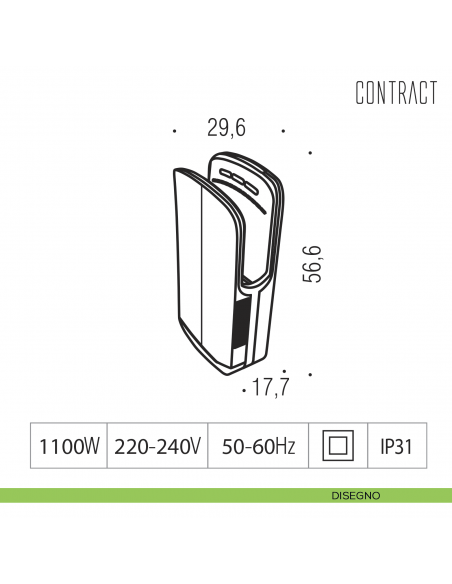 Asciugamani elettrico eco-jet ad inserimento verticale delle mani Colombo Design Contract-Comunità B9981 disegno