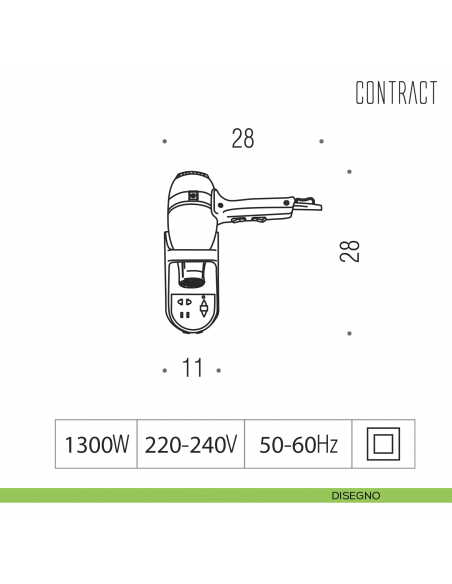 Asciugacapelli da parete con presa universale per rasoio 110/220V Colombo Design Contract-Comunità disegno
