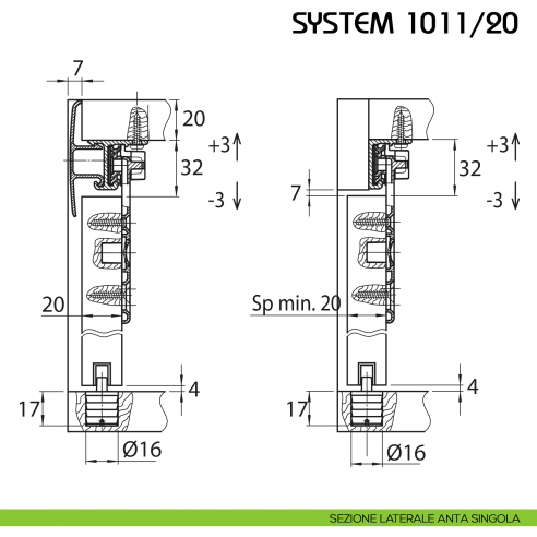 Sezione laterale anta singola Koblenz System 1011/20