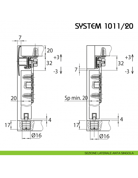 Sezione laterale anta singola Koblenz System 1011/20