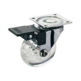 Ruota in gomma trasparente diametro 50 mm con piastra per mobili Vi.Tel. E0508