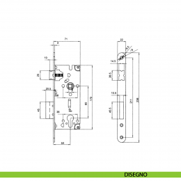 Serratura meccanica yale distanza 85 mm frontale 22 mm Vi.Tel. E0275 2