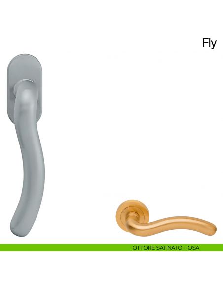 Maniglia martellina DK per finestra Fly Manital ottone satinato