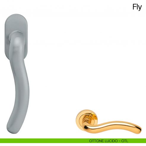 Maniglia martellina DK per finestra Fly Manital ottone lucido