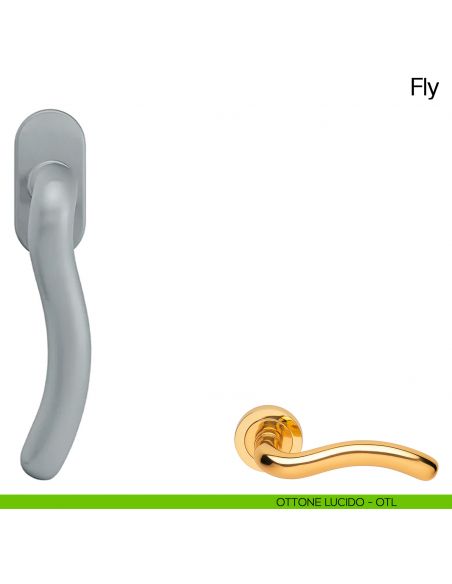Maniglia martellina DK per finestra Fly Manital ottone lucido