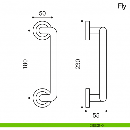 Maniglione per porta Fly Manital con rosette disegno