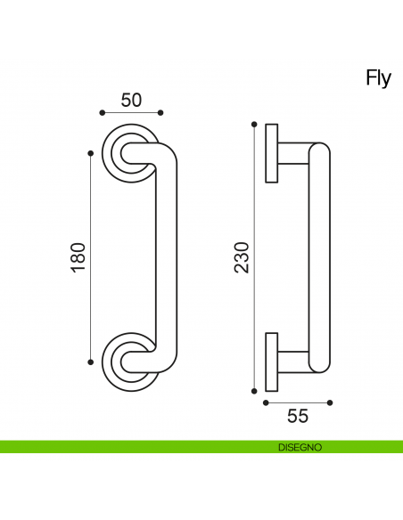 Maniglione per porta Fly Manital con rosette disegno