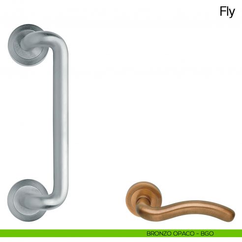 Maniglione per porta Fly Manital con rosette bronzato