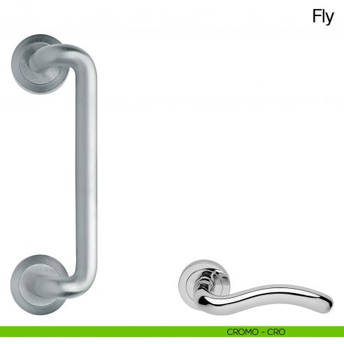 Maniglione per porta Fly Manital con rosette cromato