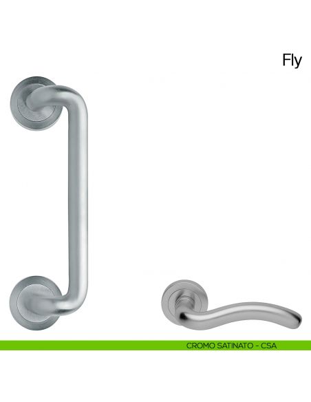 Maniglione per porta Fly Manital con rosette cromato satinato