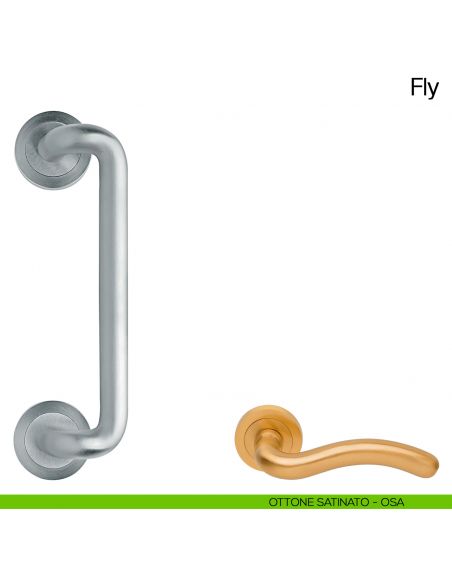 Maniglione per porta Fly Manital con rosette ottone satinato