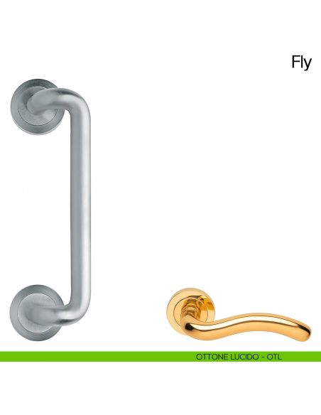 Maniglione per porta Fly Manital con rosette ottone lucido