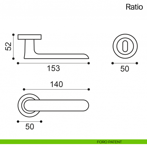 Maniglia per porta Ratio Manital foro patent