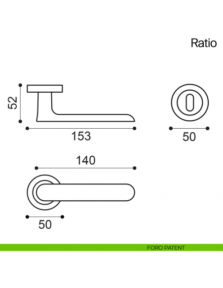 Maniglia per porta Ratio Manital foro patent