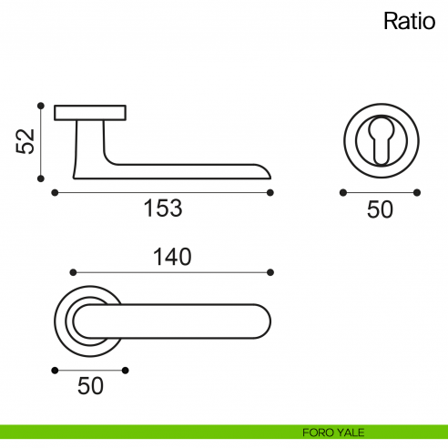 Maniglia per porta Ratio Manital foro yale