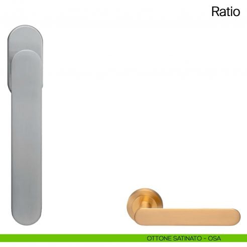 Maniglia martellina DK per finestra Ratio Manital ottone satinato