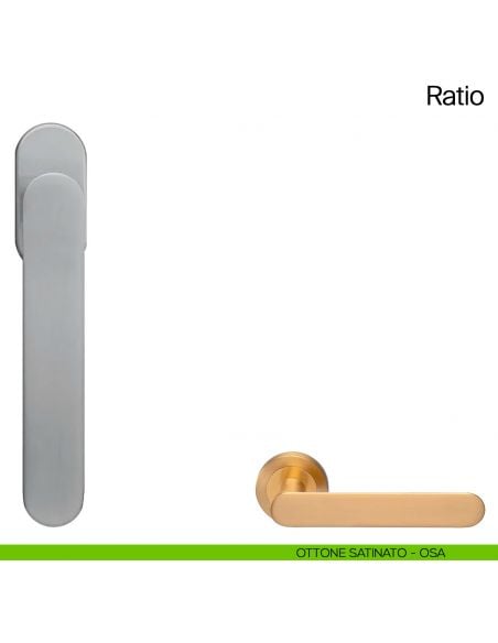 Maniglia martellina DK per finestra Ratio Manital ottone satinato