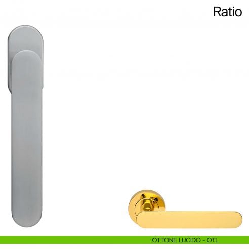 Maniglia martellina DK per finestra Ratio Manital ottone lucido