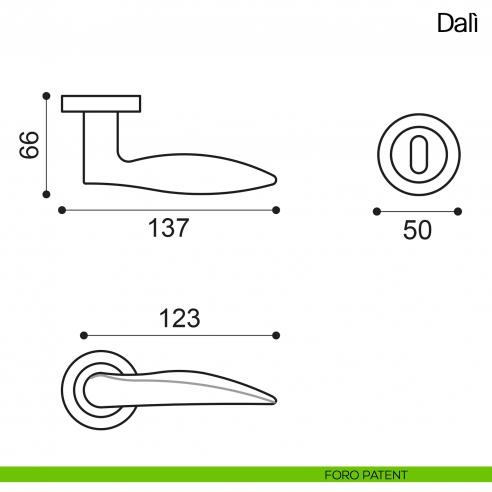 Maniglia per porta Dalì Manital foro patent