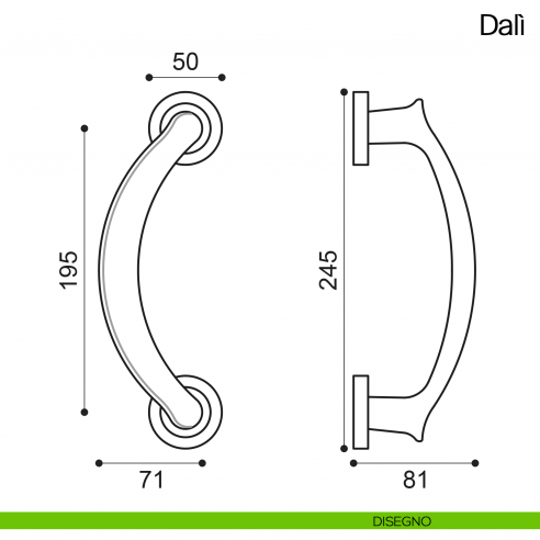 Maniglione per porta Dalì Manital con rosette disegno