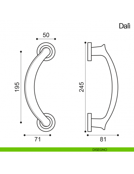 Maniglione per porta Dalì Manital con rosette disegno