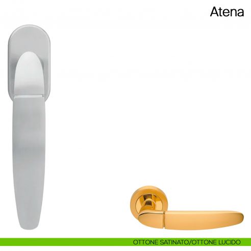 Maniglia martellina DK per finestra Atena Manital ottone satinato/ottone lucido
