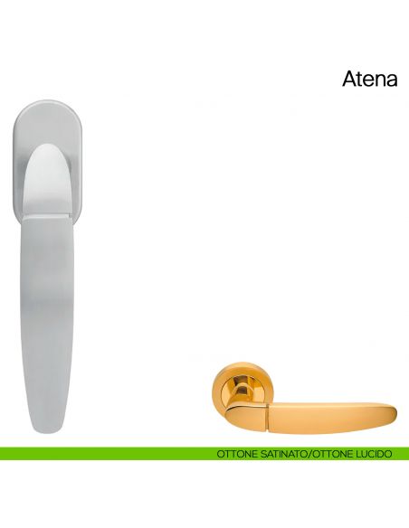 Maniglia martellina DK per finestra Atena Manital ottone satinato/ottone lucido