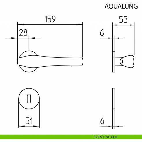 Maniglia per porta Aqualung Mandelli - foro patent