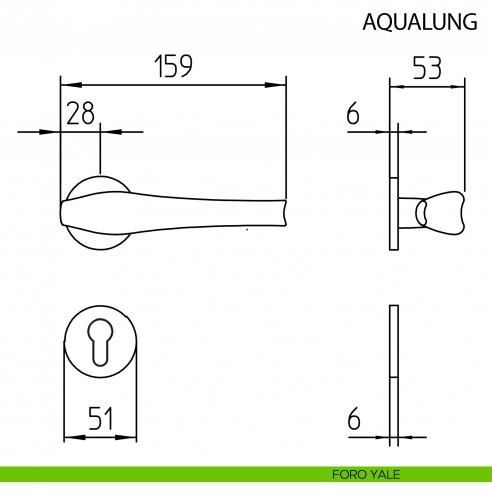 Maniglia per porta Aqualung Mandelli - foro yale