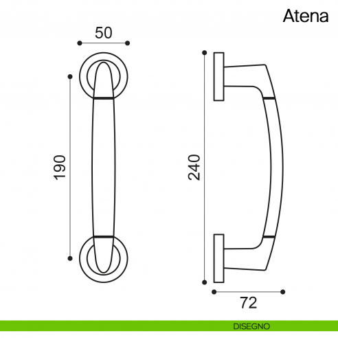 Maniglione per porta Atena Manital con rosette disegno