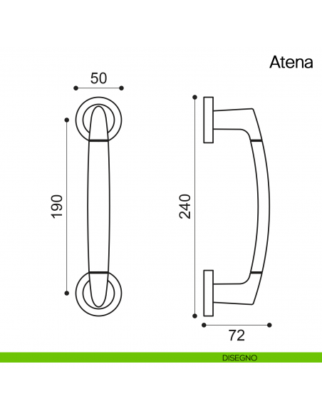 Maniglione per porta Atena Manital con rosette disegno