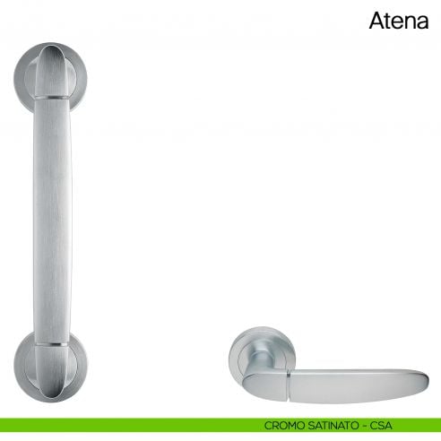 Maniglione per porta Atena Manital con rosette cromato satinato