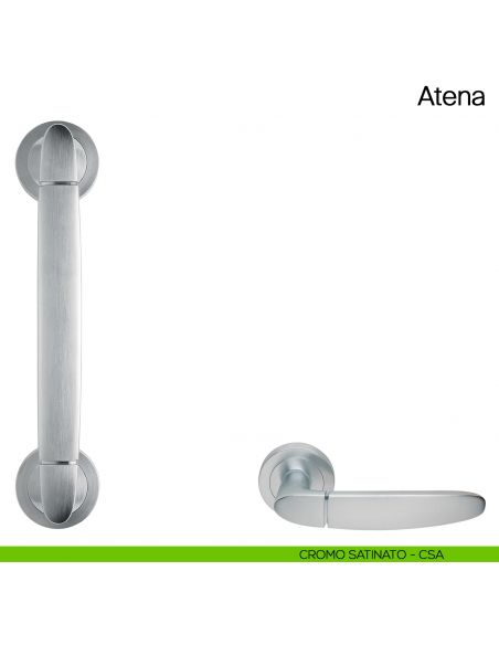 Maniglione per porta Atena Manital con rosette cromato satinato