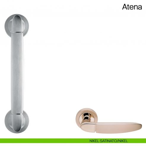 Maniglione per porta Atena Manital con rosette nikel satinato/nikel