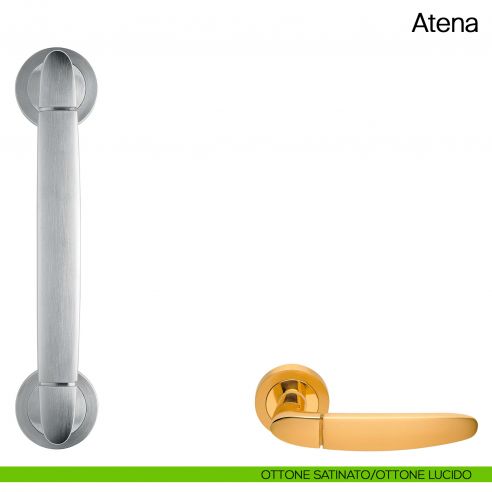 Maniglione per porta Atena Manital con rosette ottone satinato/lucido