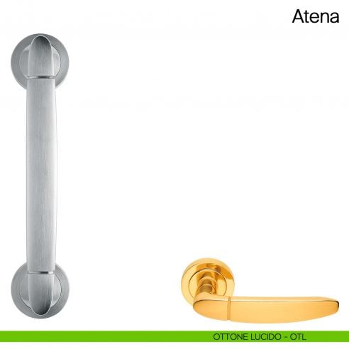 Maniglione per porta Atena Manital con rosette ottone lucido