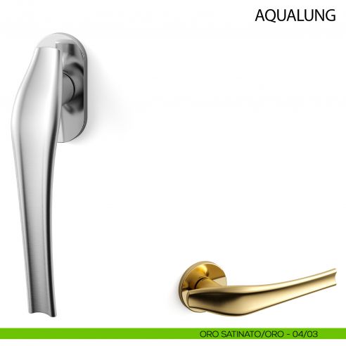 Maniglia per finestra martellina DK Aqualung Mandelli - oro satinato/oro - 04/03