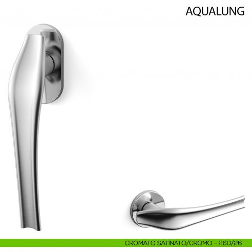 Maniglia per finestra martellina DK Aqualung Mandelli - cromato satinato/cromo - 26D/26