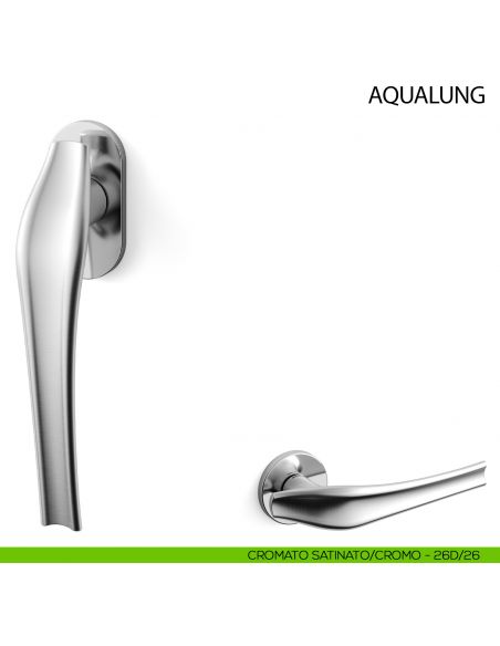 Maniglia per finestra martellina DK Aqualung Mandelli - cromato satinato/cromo - 26D/26