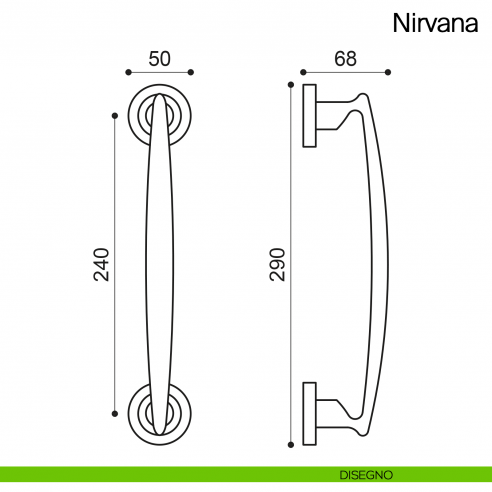 Maniglione per porta Nirvana Manital con rosette disegno