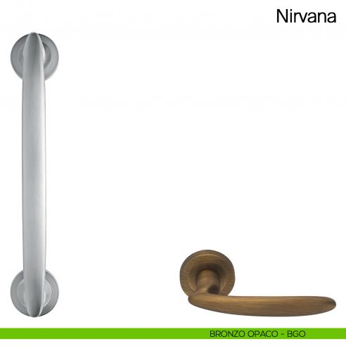 Maniglione per porta Nirvana Manital con rosette bronzo opaco