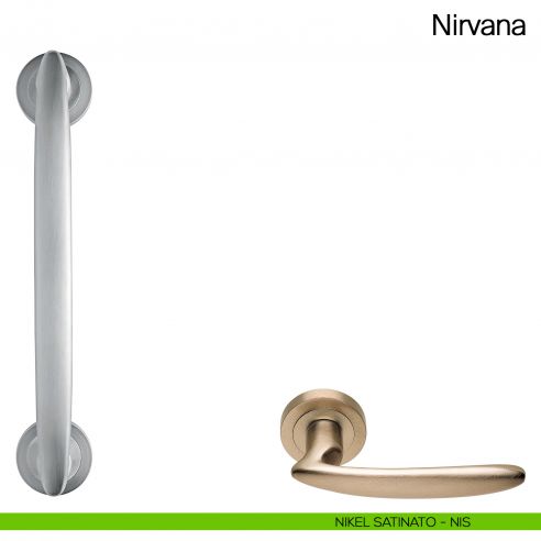 Maniglione per porta Nirvana Manital con rosette nikel satinato