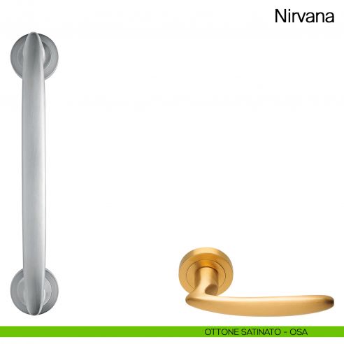 Maniglione per porta Nirvana Manital con rosette ottone satinato