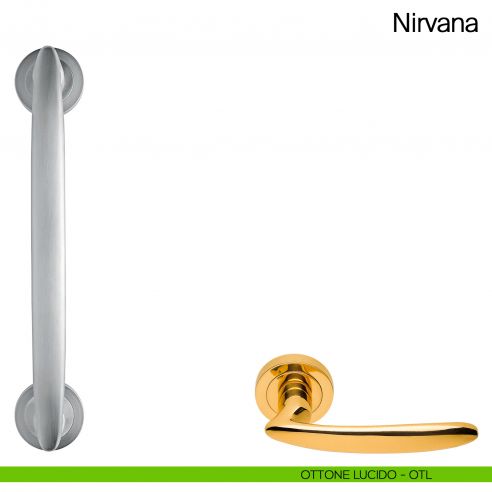 Maniglione per porta Nirvana Manital con rosette ottone lucido