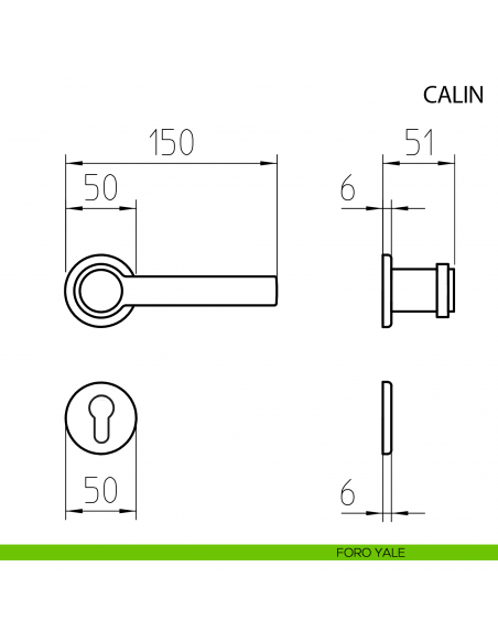 Maniglia per porta Calin Mandelli - foro yale