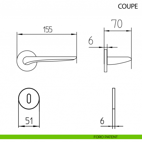 Maniglia per porta Coupe Mandelli - foro patent