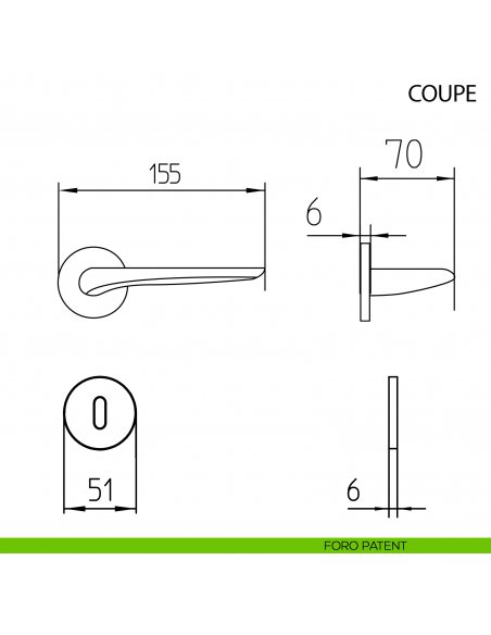 Maniglia per porta Coupe Mandelli - foro patent