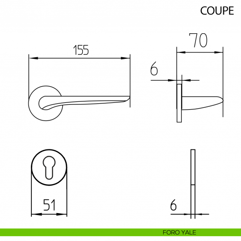 Maniglia per porta Coupe Mandelli - foro yale