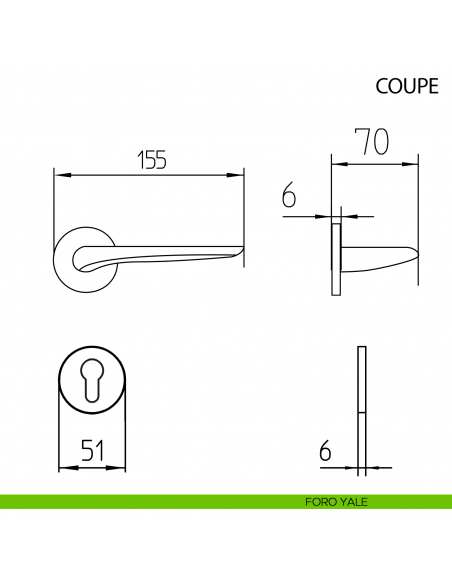 Maniglia per porta Coupe Mandelli - foro yale
